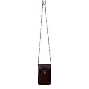 Epona Women’s Bronze Metallic Snakeskin Clasp Closure Chain Strap Crossbody Bag